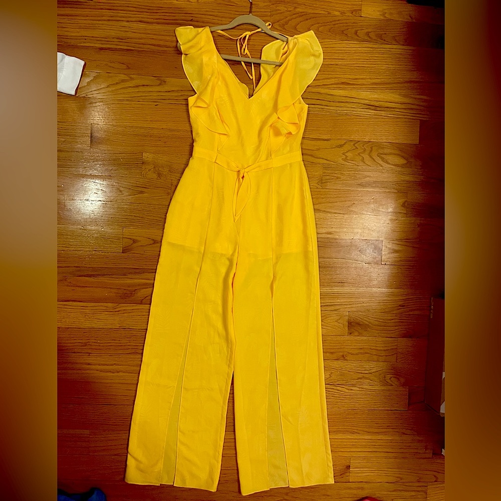Guess Ruffled Yellow Jumpsuit - Picture 4 of 6